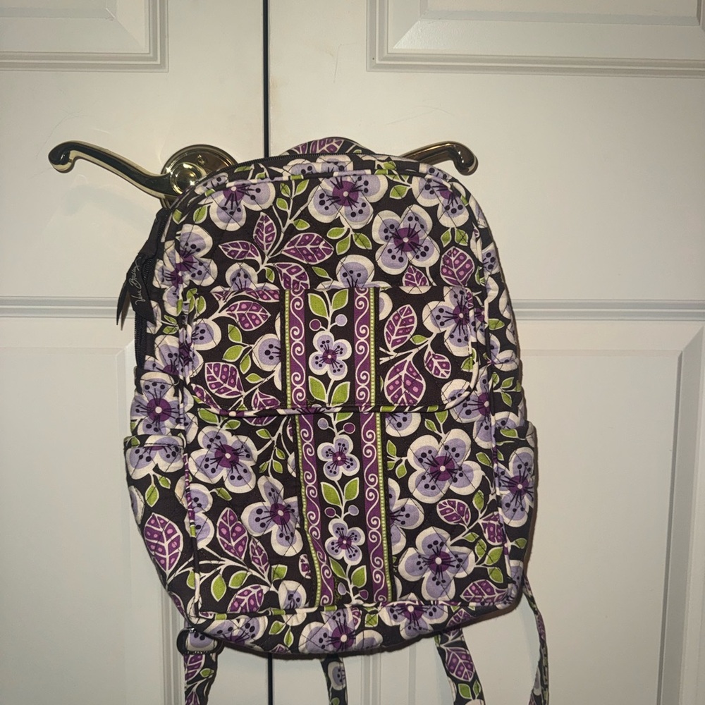Vera Bradley Floral Backpack with Purple and Green Accents